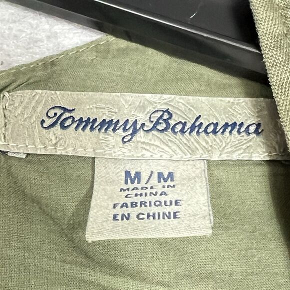 Tommy Bahama Linen Shift Dress Size Medium Green Ruffle Pockets Beach Sleeveless - Picture 12 of 14